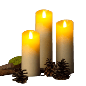 Lot 3 bougies cylindriques Ivoire Led Blanc